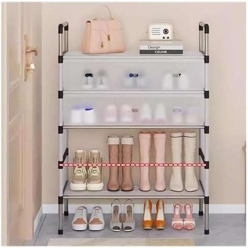MHome 5-Tier Shoe Rack Organizer | Shoe Storage Cabinet with Translucent Panels & Steel Frame