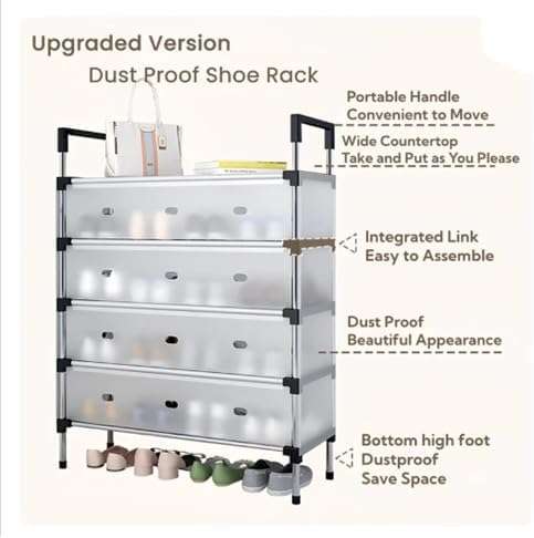 MHome 5-Tier Shoe Rack Organizer | Shoe Storage Cabinet with Translucent Panels & Steel Frame