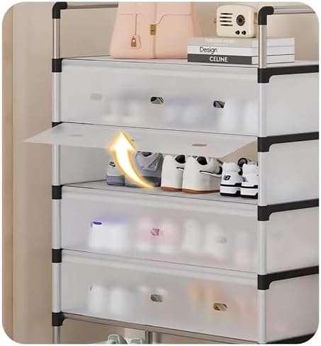 MHome 5-Tier Shoe Rack Organizer | Shoe Storage Cabinet with Translucent Panels & Steel Frame