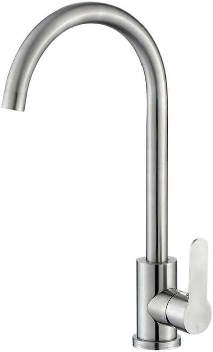 Stainless Steel Swivel Spout Sink Faucet  Curved Tube