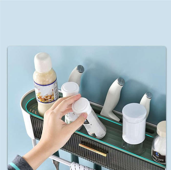 MHome Multifunctional Shower Storage Rack, Kitchen Shelf Spoon Tableware Storage Utensil Rack