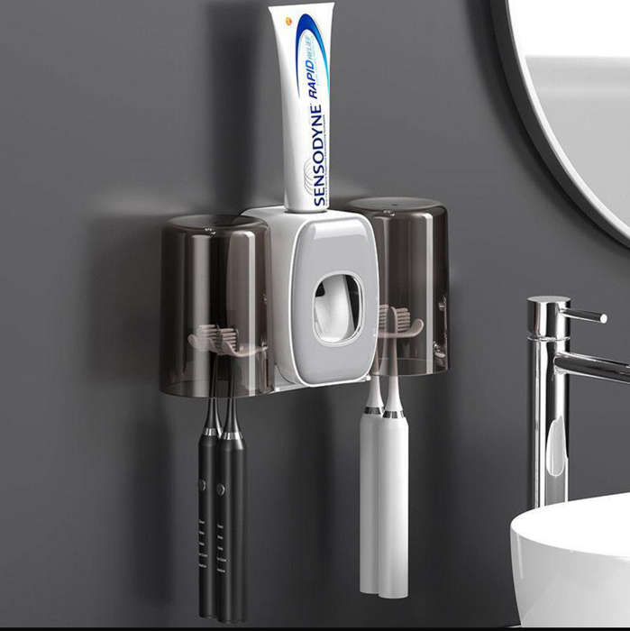 MHome Wall Mounted Toothbrush Holder Black