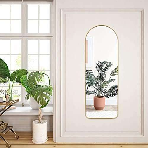 MHome Full Length Gold Arched Mirror  Floor Standing or Wall Hanging