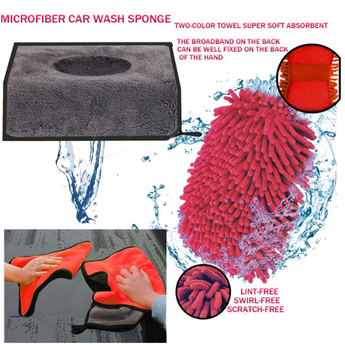 Car Wash Kit - Car Wash Mop Car Wash Cleaning Tools Kit with Car Wash Brush with Long Handle,Micr...