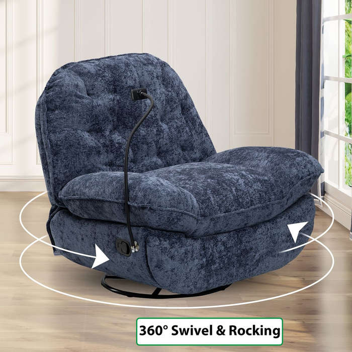 MHome Swivel Rocker Recliner Chair with Adjustable Backrest Footrest