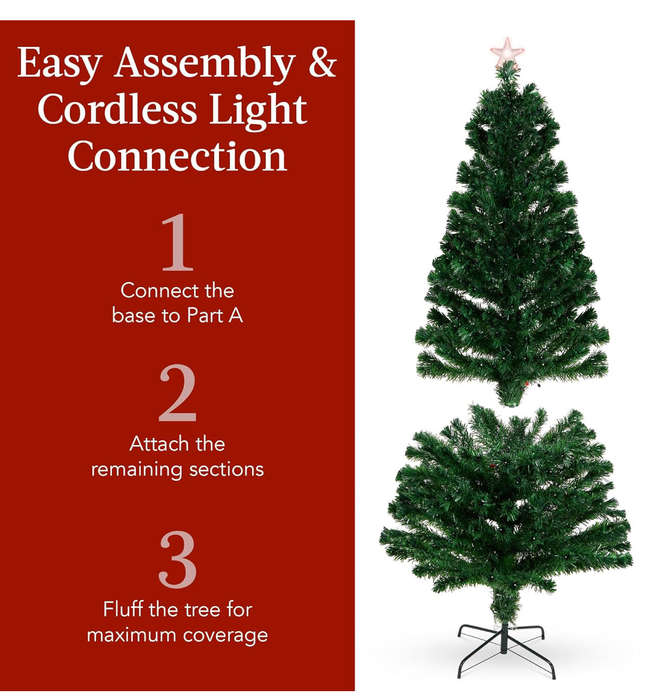 MHome Christmas Tree Pre-Lit Fiber Optic Artificial Pine Christmas Tree,Multicoloured LED Lights ...