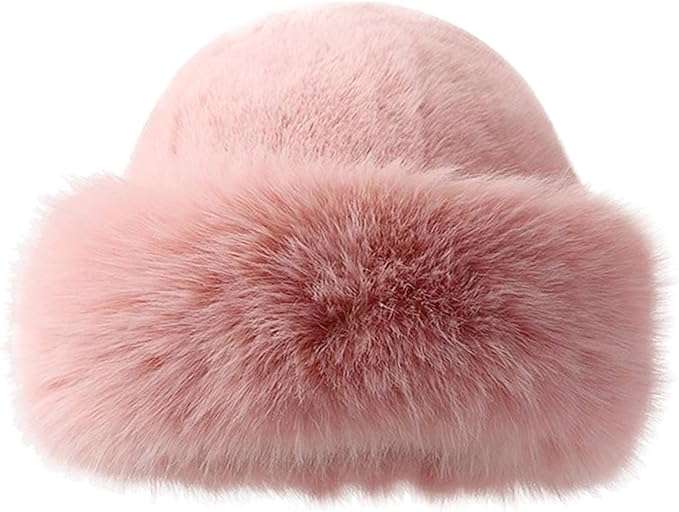 Fluffy Faux Fur Russian Hat for Women  Winter Warm Plush Hat