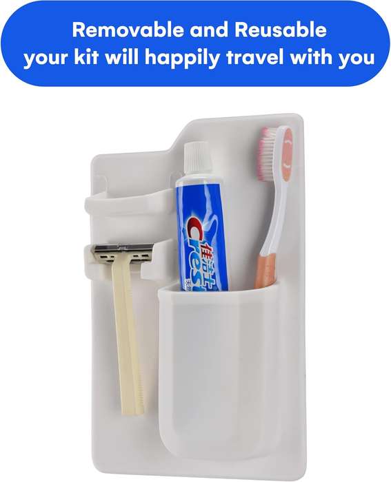 MHome Non-perforated Silicone Bathroom Wall Storage Organizer  Toothbrush & Razor Holder Vario...