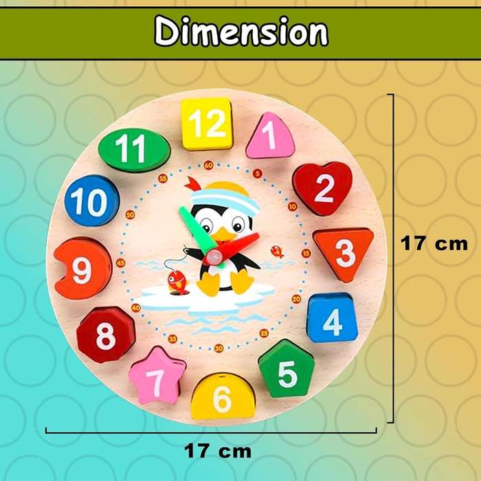 Wooden Learning Clock with Bead Lace  Montessori Educational Toy for Kids