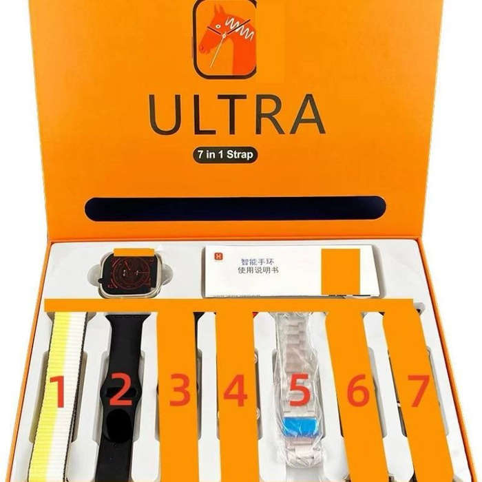 7 In 1 Ultra Smartwatch Combo Offer | Premium Box Packing 7 Straps With Watch 7 In 1 Ultra Smartwatc