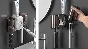 MHome Wall Mounted Toothbrush Holder Black