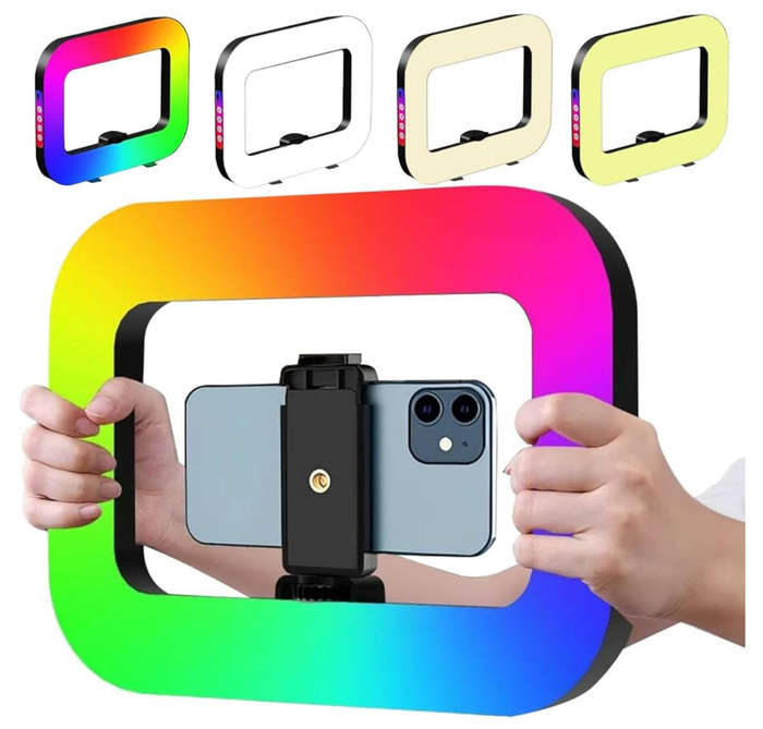 MTech Video Rig Handheld LED Ring Light with Tripod  Selfie & Video Stabilizer