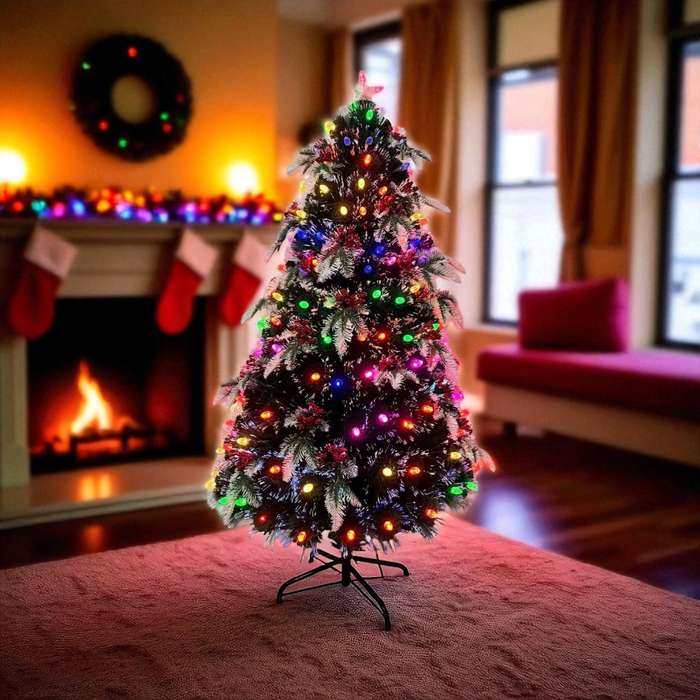 MHome Christmas Tree Pre-Lit Fiber Optic Artificial Pine Christmas Tree,Multicoloured LED Lights ...