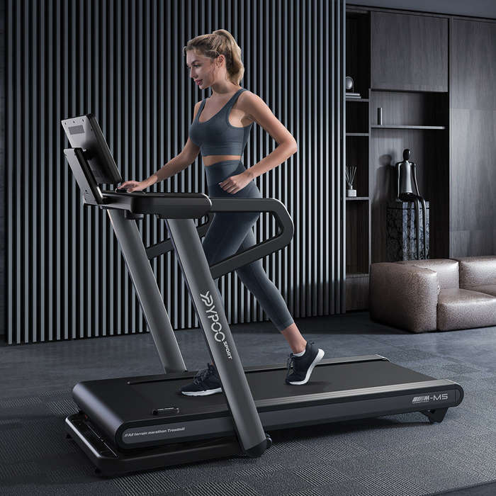 M5 Semi-Commercial Treadmill with -6% to +15% Incline & AI Suspension Shock Absorption