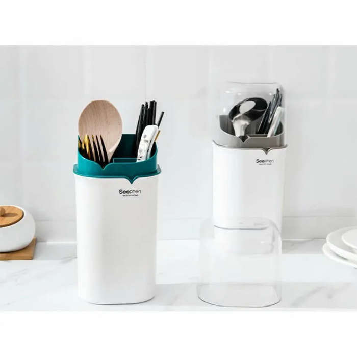 MHome Kitchen Utensil Holder  Wall-Mounted or Countertop Cutlery Organizer with Drainage