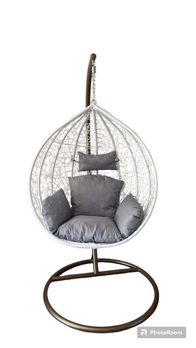 Single Seater Swing Chair With Stand and cushions(grey)