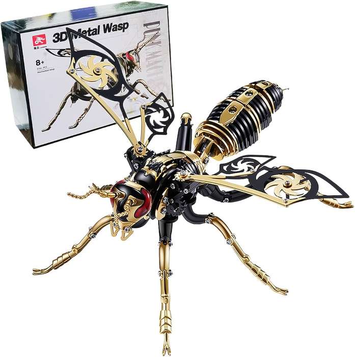 MTech 3D Metal Puzzles, Mechanical Wasp Assembly Model Kit DIY Building Blocks ST/ST For Adults