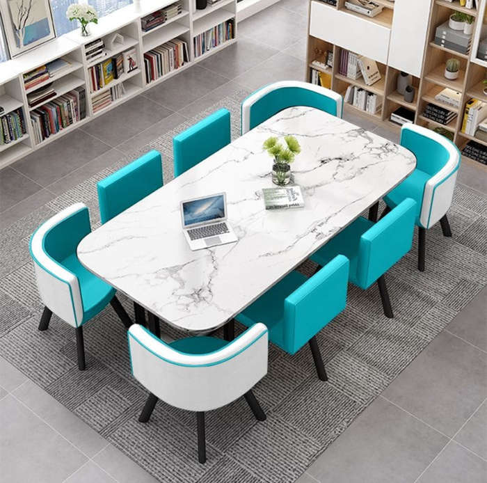Nordic Style Table Set 8 Chairs + Dining Table , Rectangular Available In Various Colours Now Ava...