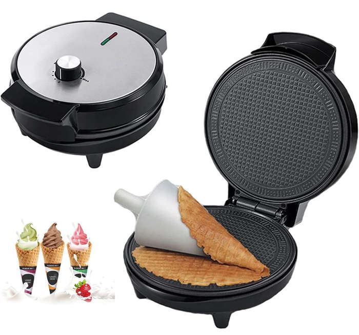 RAF Electric Waffle Cone Maker, Ice Cream Roll Iron Machine, Crispy Crepe Egg Rolls Nonstick Dess.
