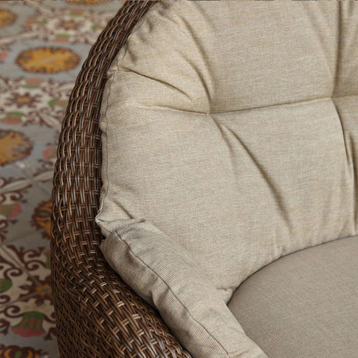 MHome 2-Piece Balcony Rattan Chair & Footrest Set  Outdoor Leisure Furniture