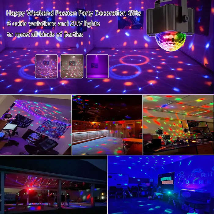 Party Lights Disco Ball Light,Dj Disco Light Sound Activated LED Light 6 Colors for Home Room Dan...