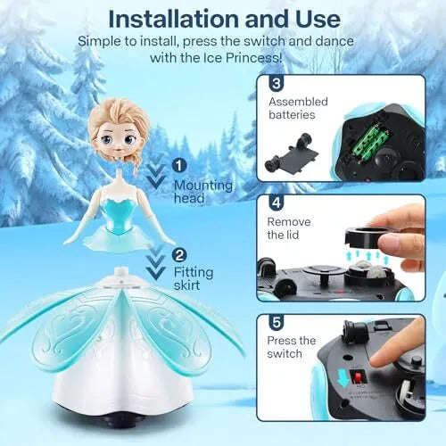Disney Frozen Princess Electric Dancing Toys Elsa Doll With Wings Action Figure Rotating Projecti...