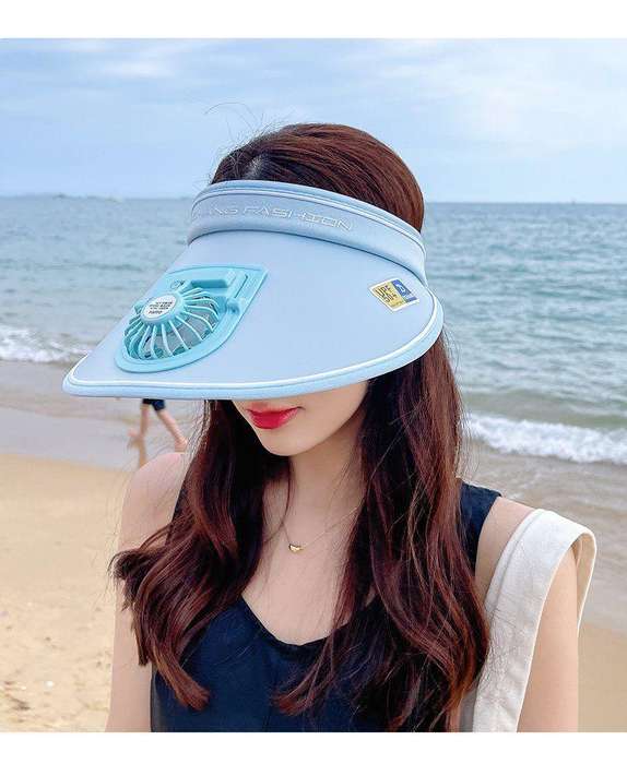 Womens Sun Visor Hat with Built-In Fan  UPF50+ Protection, 3 Speed Settings, Adjustable Fit
