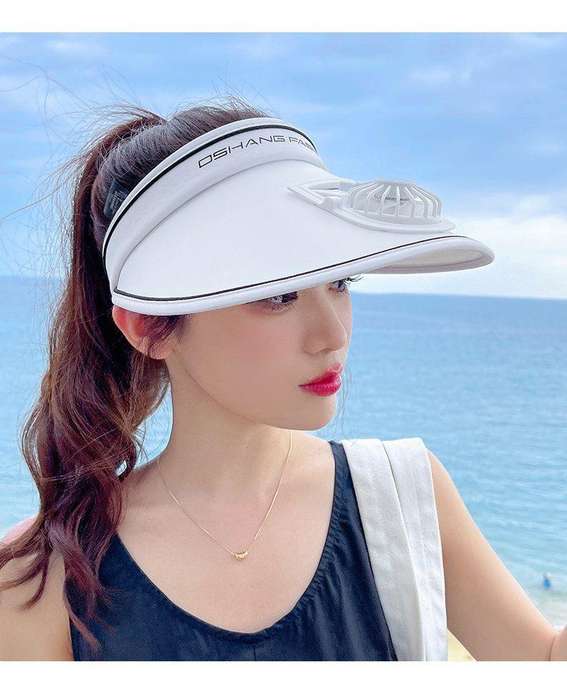 Womens Sun Visor Hat with Built-In Fan  UPF50+ Protection, 3 Speed Settings, Adjustable Fit