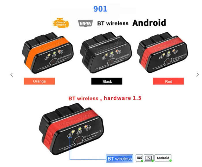 KONNWEI KW901 OBDII BT 4.0 Wireless Auto Engine Fault Diagnostic Tester Car Diagnostic  Tool