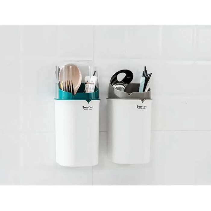 MHome Kitchen Utensil Holder  Wall-Mounted or Countertop Cutlery Organizer with Drainage
