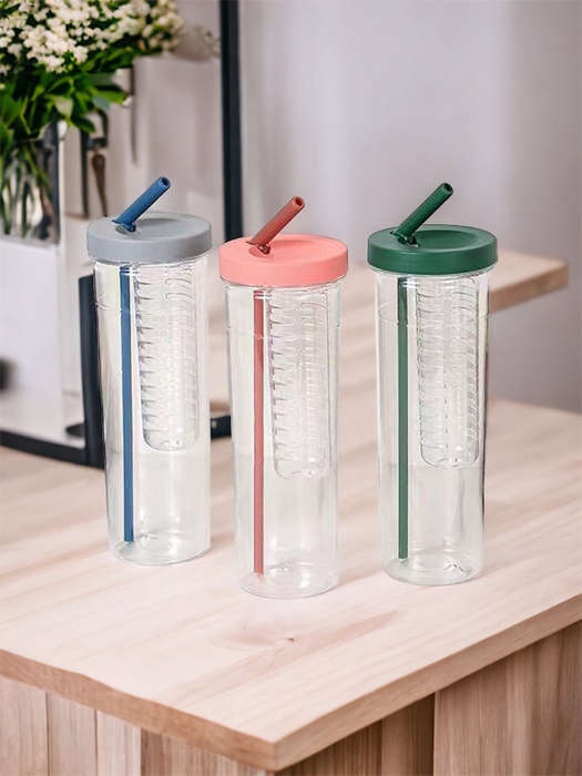 Fruit Infuser Water Bottle with Retractable Straw