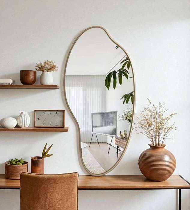 MHome Gold Wall Mounted Hanging Mirror  80 × 37 cm