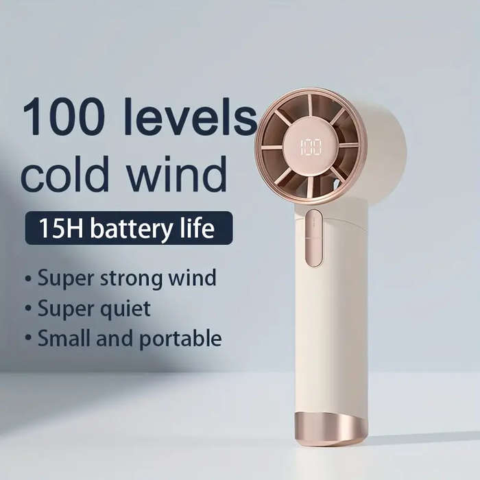 MTech Portable Mini Fan with Digital Display  Rechargeable Handheld Cooling Fan