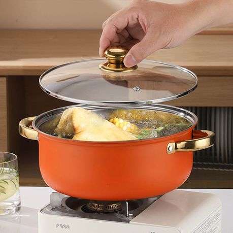 Orange Stainless Steel 8-Piece Cookware Set  Durable Non-Toxic Pots & Pans with Lids