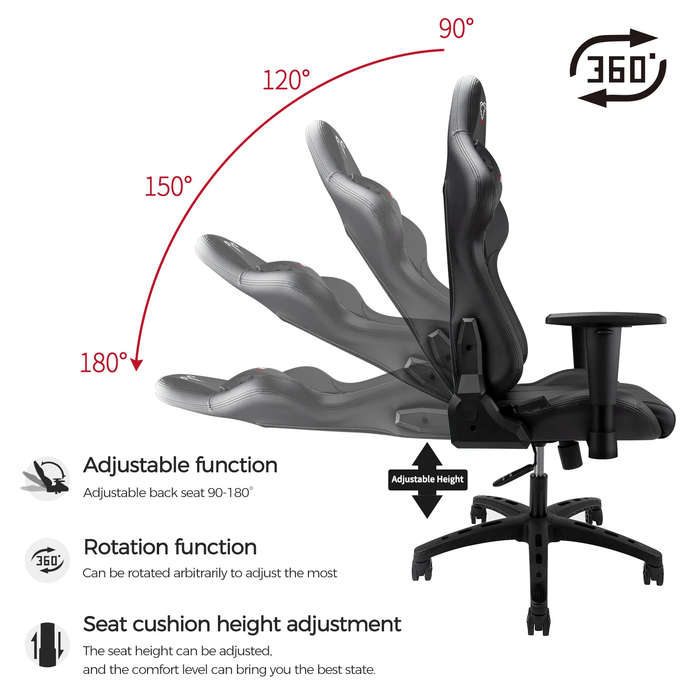 Ergonomic Gaming Chair  Racing-Style Office Chair with Lumbar Support