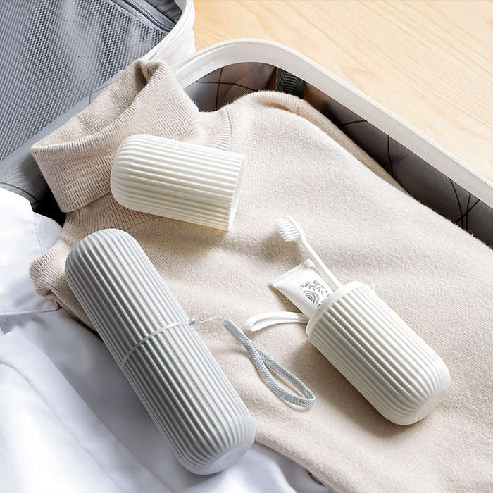 2-in-1 Cylinder Toothbrush Storage Container & Mouthwash Cup  Travel-Friendly & Hygienic