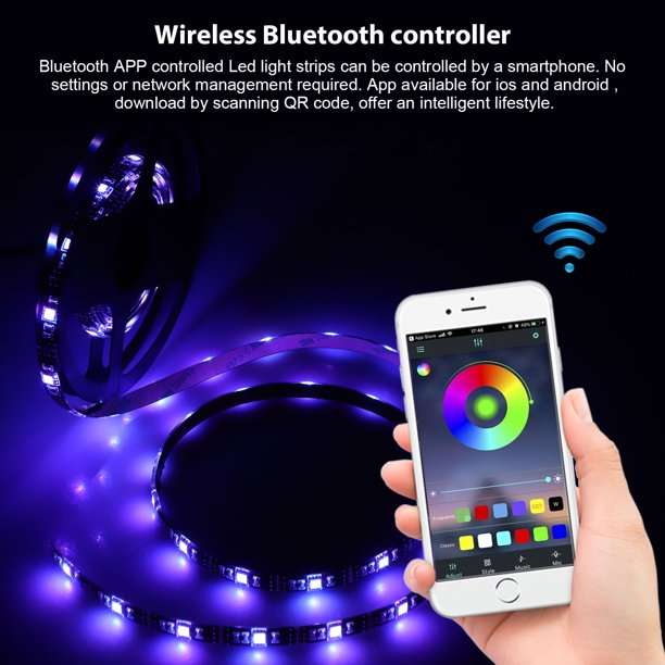 RGB Bluetooth LED Light Strip Set  5m Music Sync & Smart App Control