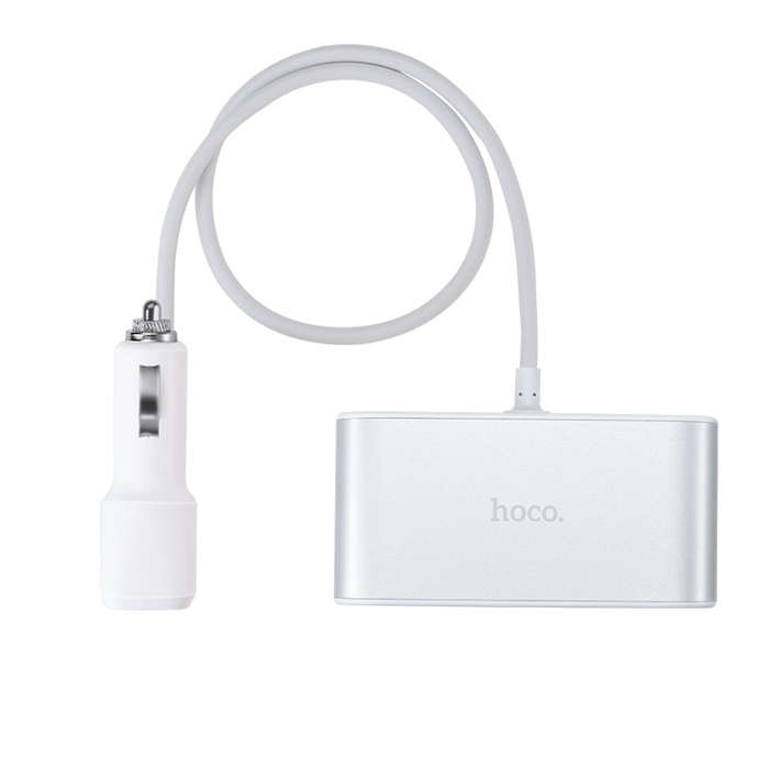 HOCO Z13 3 in 1 Car Dual USB Charger LED Digital Display Voltage Tester Silver -