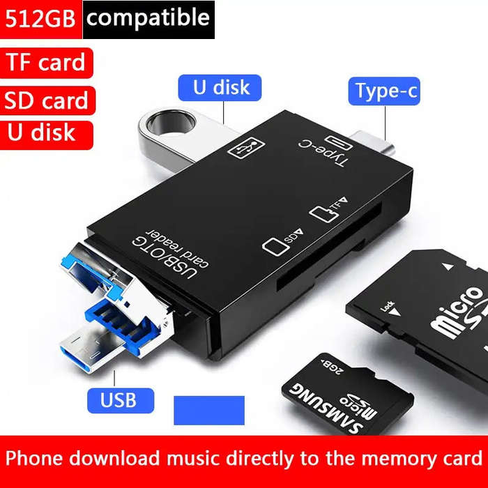 TF SD Card Reader Portable USB 2.0 Type C Dual Slot Memory Card Adapter Durable And Practical For...