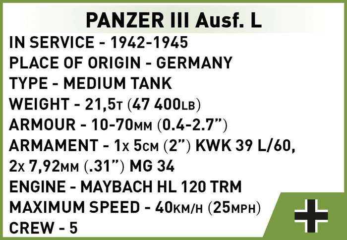 COBI Panzer III Ausf.L (1:72 Scale)