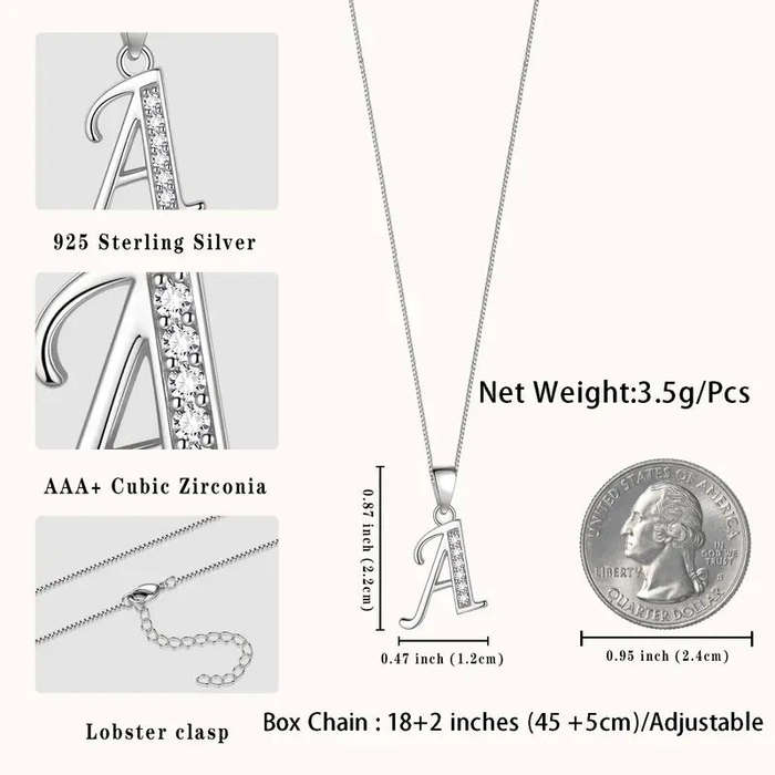 Aurora Tears Letter Necklace Initial 925 Sterling Silver