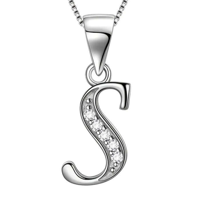 Aurora Tears Letter Necklace Initial 925 Sterling Silver