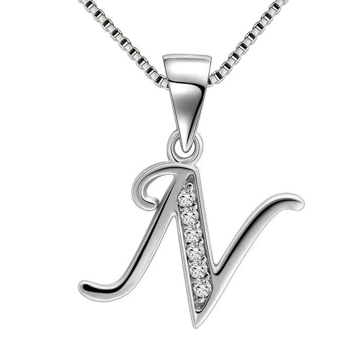 Aurora Tears Letter Necklace Initial 925 Sterling Silver