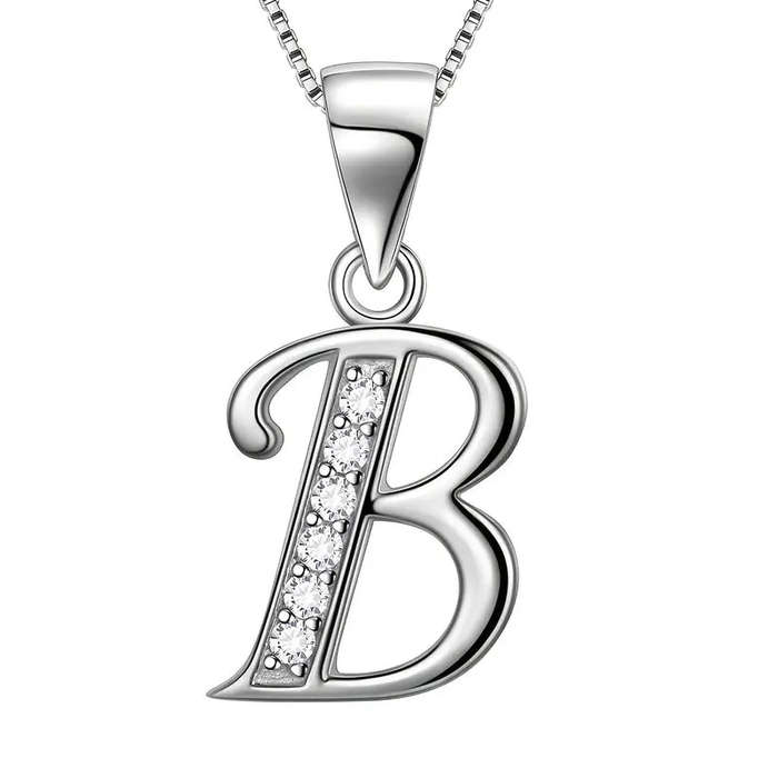 Aurora Tears Letter Necklace Initial 925 Sterling Silver