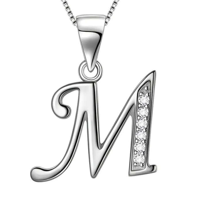 Aurora Tears Letter Necklace Initial 925 Sterling Silver