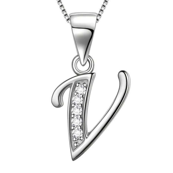 Aurora Tears Letter Necklace Initial 925 Sterling Silver