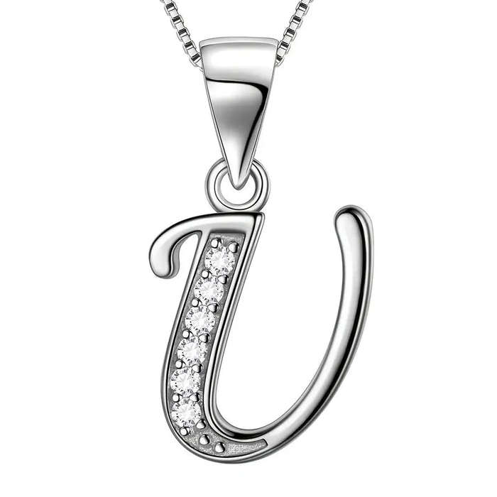 Aurora Tears Letter Necklace Initial 925 Sterling Silver