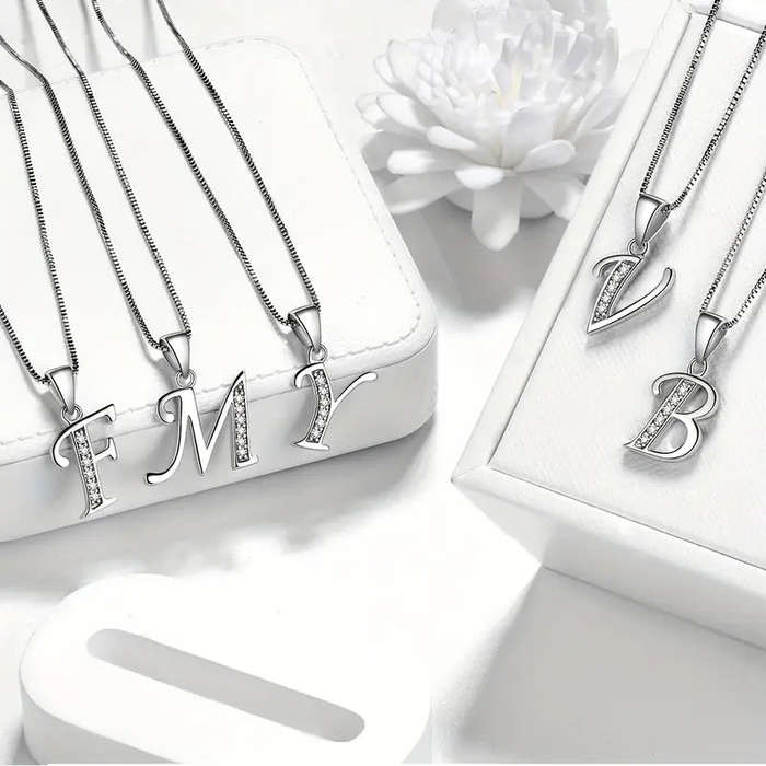 Aurora Tears Letter Necklace Initial 925 Sterling Silver