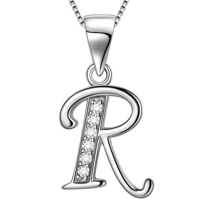 Aurora Tears Letter Necklace Initial 925 Sterling Silver