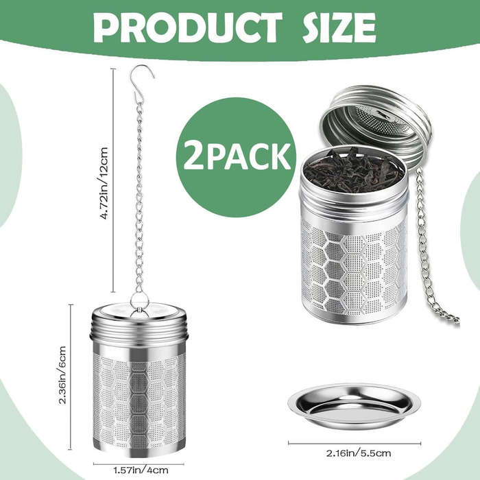Stainless Steel Tea Strainers for Loose Tea Leaf, Mesh Tea Infuser - 2 Pack